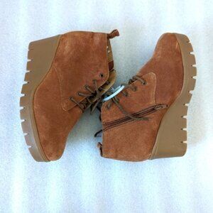 Diba Y2K Chunky Heel Leather Boots Camel Size 10 NEW